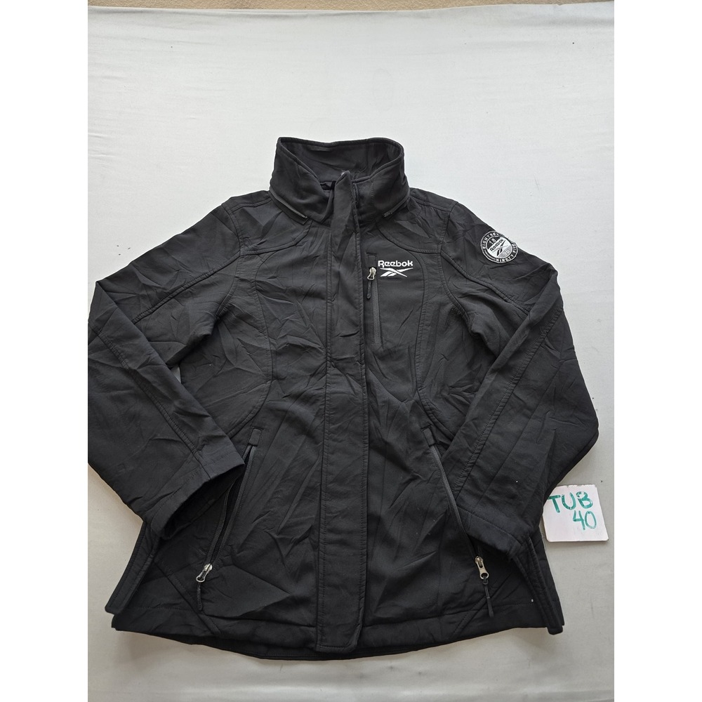 Reebok Womens Softshell Jacket Black Full Zip Fleece Lined RN 74299 Small